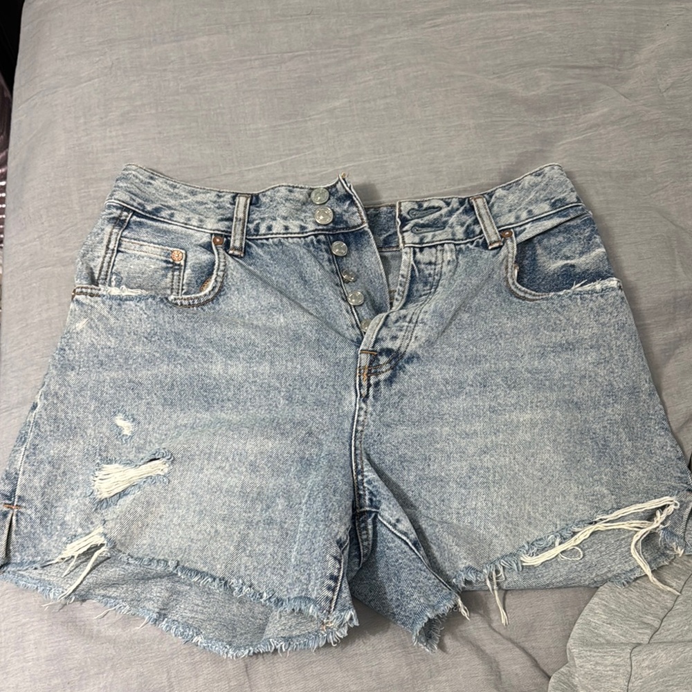 Free People Blue Jean Shorts Distressed Denim